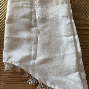 NWOT Elegant White Curtain with beaded Trim